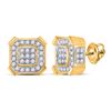 Image 1 : 1 CTW Mens Round Diamond Square Earrings 14kt Yellow Gold - REF-78R5X