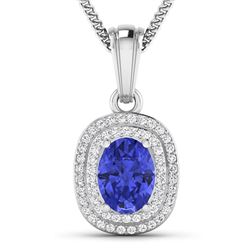 Natural 2.56 CTW Tanzanite & Diamond Pendant 14K White Gold - REF-52W2X