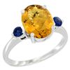 Image 1 : 2.64 CTW Quartz & Blue Sapphire Ring 10K White Gold - REF-23F7N