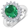 Image 1 : Natural 3.93 CTW Zambian Emerald & Diamond Ring 14K White Gold - REF-169H5T