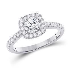 1 & 1/3 CTW Round Diamond Halo Bridal Wedding Engagement Ring 14kt White Gold - REF-180V7Y