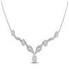 Image 1 : 1 CTW Womens Princess Diamond Cocktail Cluster Necklace 14kt White Gold - REF-143R2X