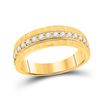 Image 1 : 1/2 CTW Mens Round Diamond Wedding Single Row Band Ring 10kt Yellow Gold - REF-68V2Y