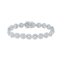 4 CTW Womens Baguette Diamond Flower Fashion Bracelet 14kt White Gold - REF-354R5X