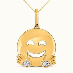 0.02 CTW Womens Round Diamond Hugs Emoji Pendant 10kt Yellow Gold - REF-10X9T