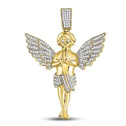 3/8 CTW Mens Round Diamond Angel Charm Pendant 10kt Yellow Gold - REF-70N8A