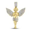 Image 1 : 3/8 CTW Mens Round Diamond Angel Charm Pendant 10kt Yellow Gold - REF-70N8A