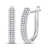 Image 1 : 1/4 CTW Womens Round Diamond Triple Row Hoop Earrings 10kt White Gold - REF-24A5M