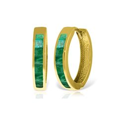 Genuine 1.85 ctw Emerald Earrings 14KT Yellow Gold - REF-71A2K