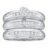 Image 1 : 1/3 CTW His Hers Round Diamond Cluster Matching Wedding Set 14kt White Gold - REF-79F3W