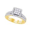 Image 1 : 1 CTW Princess Diamond Bridal Wedding Ring 14kt Yellow Gold - REF-102W3H