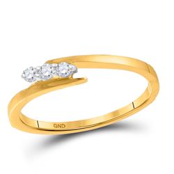 1/10 CTW Womens Round Diamond 3-stone Promise Ring 10kt Yellow Gold - REF-17X3T