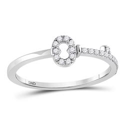 1/8 CTW Womens Round Diamond Key Stackable Band Ring 10kt White Gold - REF-15X2T