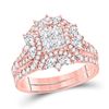 Image 1 : 1 & 3/4 CTW Princess Marquise Diamond Bridal Wedding Ring 14kt Rose Gold - REF-211H4R