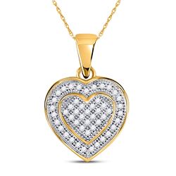 1/6 CTW Womens Round Diamond Layered Heart Cluster Pendant 10kt Yellow Gold - REF-15V2Y