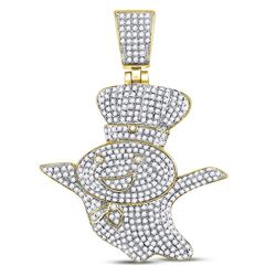 1 & 1/3 CTW Mens Round Diamond Doughboy Charm Pendant 10kt Yellow Gold - REF-81M7F