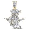Image 1 : 1 & 1/3 CTW Mens Round Diamond Doughboy Charm Pendant 10kt Yellow Gold - REF-81M7F