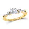 Image 1 : 1/4 CTW Round Diamond Solitaire Halo Twist Bridal Wedding Engagement Ring 10kt Yellow Gold - REF-29T