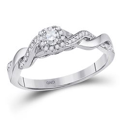1/5 CTW Womens Round Diamond Solitaire Promise Ring 10kt White Gold - REF-25R9X