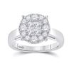 Image 1 : 1 CTW Princess Diamond Cluster Bridal Wedding Engagement Ring 14kt White Gold - REF-124R6X