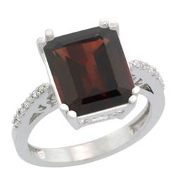 5.52 CTW Garnet & Diamond Ring 10K White Gold - REF-46N3Y