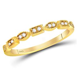 1/10 CTW Womens Round Diamond Geometric Stackable Band Ring 14kt Yellow Gold - REF-21T8V