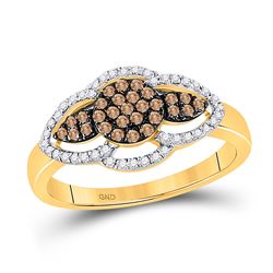 1/3 CTW Womens Round Brown Diamond Cluster Ring 10kt Yellow Gold - REF-26X5T