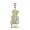 Image 1 : 1/2 CTW Mens Round Diamond Dripping Money Bag Charm Pendant 10kt Yellow Gold - REF-68R2X
