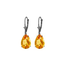 Genuine 10 ctw Citrine Earrings 14KT White Gold - REF-45T3A