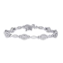 1 CTW Womens Baguette Diamond Fashion Bracelet 14kt White Gold - REF-136R4X