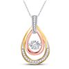 Image 1 : 1/6 CTW Womens Round Diamond Oval Moving Twinkle Pendant 10kt Tri-Tone Gold - REF-24R5X
