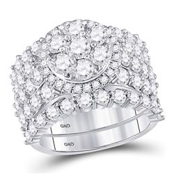 5 CTW Round Diamond Cluster Bridal Wedding Ring 14kt White Gold - REF-436A3M