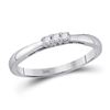 Image 1 : 1/20 CTW Round Diamond 3-stone Bridal Wedding Engagement Ring 10kt White Gold - REF-13W6H