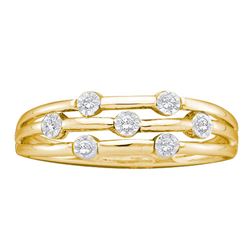1/20 CTW Womens Round Diamond Triple Strand Band Ring 10kt Yellow Gold - REF-17T3V