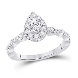 1 CTW Pear Diamond Halo Bridal Wedding Engagement Ring 14kt White Gold - REF-152V3Y
