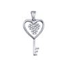 Image 1 : 1/12 CTW Womens Round Diamond Cluster Key Heart Pendant 10kt White Gold - REF-8T3V