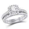 Image 1 : 1 & 1/2 CTW Round Diamond Bridal Wedding Ring 14kt White Gold - REF-313R5X