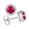 Image 1 : 1 & 1/3 CTW Womens Round Lab-Created Ruby Diamond Stud Earrings 10kt White Gold - REF-19M2F