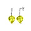 Image 1 : Genuine 21.65 ctw Lemon Quartz & Diamond Earrings 14KT White Gold - REF-52H9X