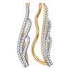 Image 1 : 1/4 CTW Womens Round Diamond Climber Earrings 10kt Yellow Gold - REF-20R5X