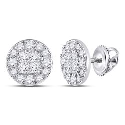 2 CTW Womens Princess Round Diamond Cluster Earrings 14kt White Gold - REF-180V7Y