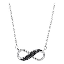 1/6 CTW Womens Round Black Color Enhanced Diamond Infinity Pendant 10kt White Gold - REF-13V5Y