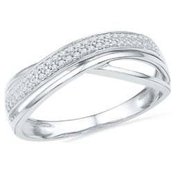 1/6 CTW Womens Round Diamond Crossover Band Ring 10kt White Gold - REF-19N6A