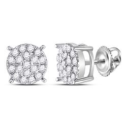 3/8 CTW Womens Round Diamond Cluster Earrings 10kt White Gold - REF-32A7M