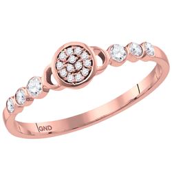 1/6 CTW Womens Round Diamond Cluster Stackable Band Ring 14kt Rose Gold - REF-22X5T