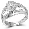 Image 1 : 1/3 CTW Round Diamond Bridal Wedding Ring Band Set 10kt White Gold - REF-51R2X