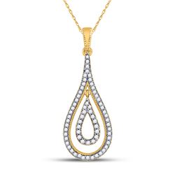 1/4 CTW Womens Round Diamond Double Nested Teardrop Pendant 10kt Yellow Gold - REF-21A8M