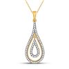 Image 1 : 1/4 CTW Womens Round Diamond Double Nested Teardrop Pendant 10kt Yellow Gold - REF-21A8M