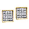 Image 1 : 1/20 CTW Womens Round Diamond Square Cluster Earrings 10kt Yellow Gold - REF-8T3V