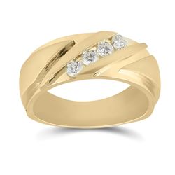 1/2 CTW Mens Round Diamond Wedding Band Ring 14kt Yellow Gold - REF-129R5X